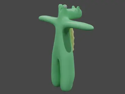 Dino-mite Delight Cartoon 3D Model Roaring with Charm Low-poly 3D model
