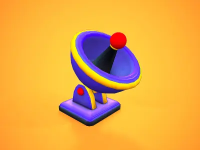 ANTENNA RADAR CARTOON STYLIZED Low-poly 3D model