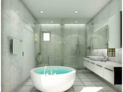 bathroom 1 with bathtub and sink 3D model