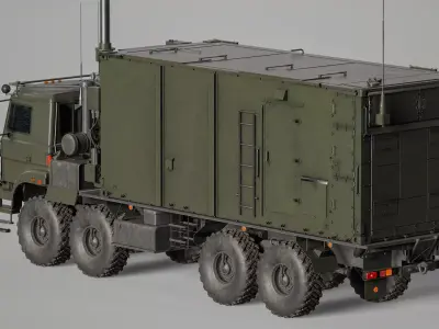 Ural-5323 S-400 Command Center PBU 55K6E Low-poly 3D model