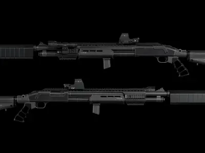 Mossberg 590 Tactical 12 Gauge Shotgun Build Low-poly 3D model
