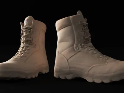 Military boots of color sand 15 Low-poly 3D model
