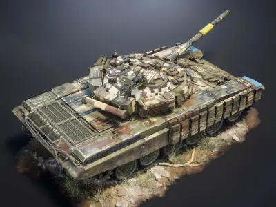 T-72B Tank Game Ready Low-poly 3D model