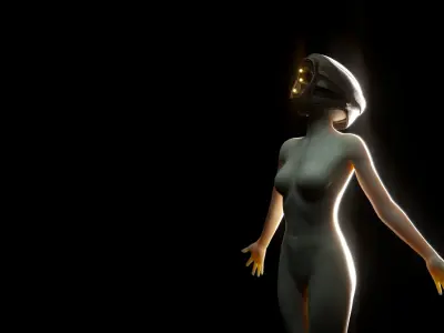 Sci-fi helmet design Low-poly 3D model