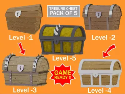 Treasure chest - Pack of Five 3D Model Collection