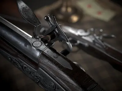 Shotgun Ferguson rifle 1770 Low-poly 3D model