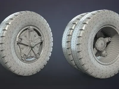 Truck Wheel 03 Kamaz-5320 Low-poly 3D model