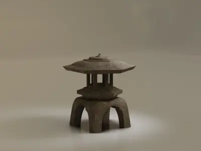 Low-Poly Tourou stone pagoda Low-poly 3D model