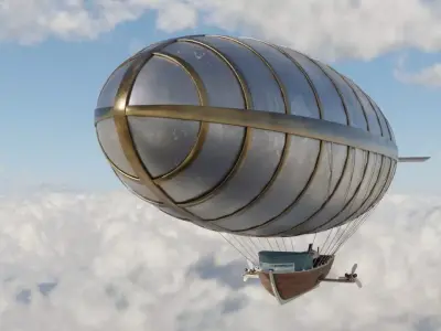 Steampunk airship Low-poly 3D model
