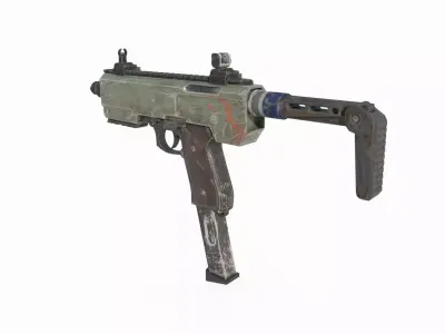 Future sci-fi wasteland style submachine gun 3D model