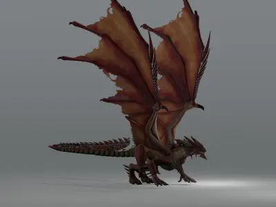 The red Dragon rigged blender model free Free low-poly 3D model