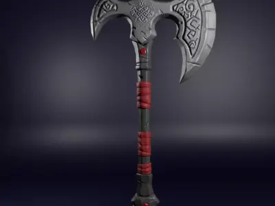 Stylized Fantasy Axe Low-poly 3D model order