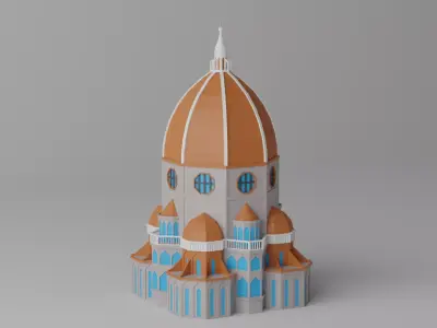 Low Poly Florence Cathedral Santa Maria del Fiore Low-poly 3D model