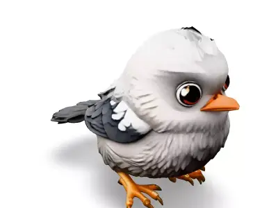 Adorable Cartoon Baby Bird 3D Model Low-poly 3D model