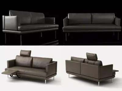 L 1191 set of leather sofas and chairs Free 3D model