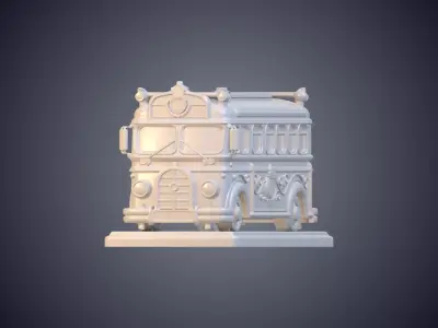 Ornate Vintage Bus Statue on Rectangle Pedestal PM-913 3D print model