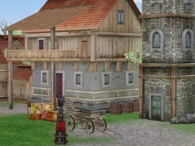 Modular Medieval Village - Blender Project Low-poly 3D Model Low-poly 3D model