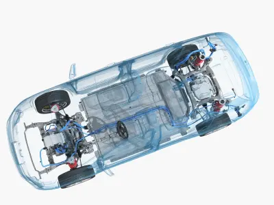 Electric SUV chassis X-ray 3D model