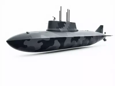 Stealth Camo Submarine model pack Low-poly 3D model