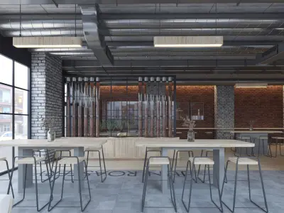 Coffee Roastery Shop Interior 3D model