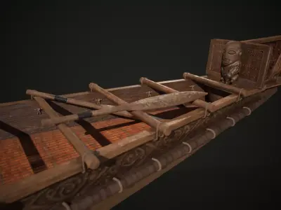 Stylized Maori Waka - Canoe Low-poly 3D model