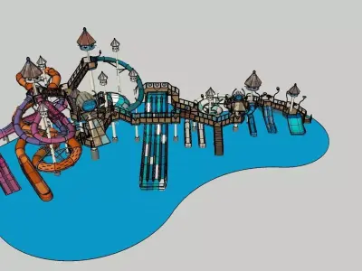 Water Park Slide Complex 13 3D model