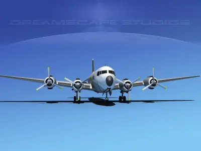 Douglas DC-7B Unmarked 1 3D model
