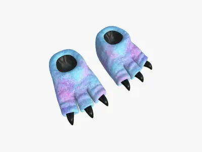 Slippers G06 Blue Pink Dino Paw - Costume Character Design Low-poly 3D model
