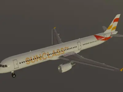 Sunclass airbus a321-211 low poly 3D Model  Low-poly 3D model
