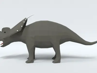 Low Poly Cartoon Achelousaurus Dinosaur Low-poly 3D model