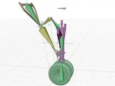 Simple landing gear rigged 3D model
