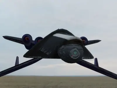 Aircraft airplane X-wing and four-turbine Low-poly 3D model