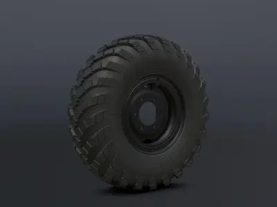 Off-road wheel for Gaz-66 Free low-poly 3D model
