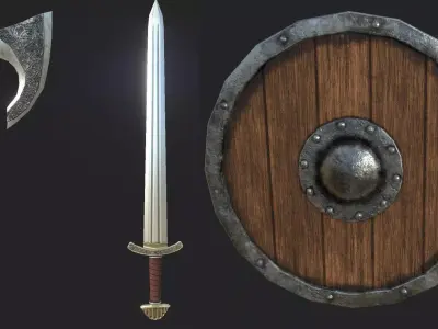 WEAPONS wooden shield Low-poly 3D model
