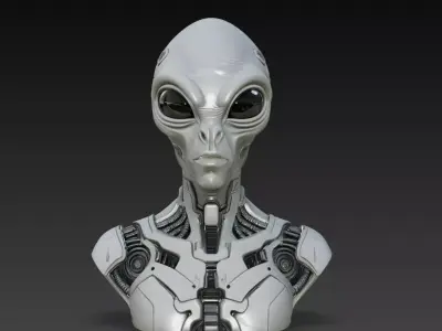 Cyber Alien Android Bust STL Sci Fi Creature Model 3D print model