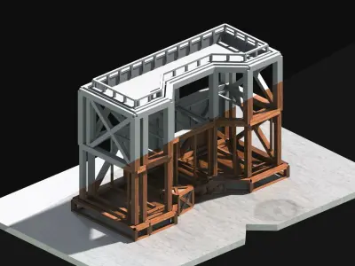 Medieval Low Poly Building Castle Wooden Village Stone House 43 Low-poly 3D model