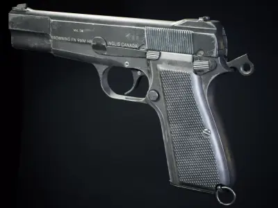 PBR - Browning HiPower Pistol - Game-Ready 3D Asset Low-poly 3D model