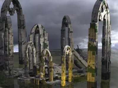 English Forest ruins extended 3D model