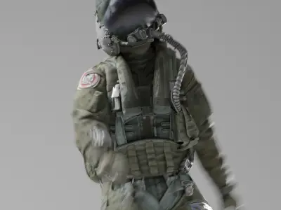 FLIGHT SUIT Fighter Pilot Rigged Low-poly 3D model