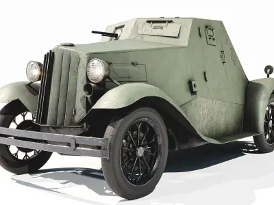 D-8 Soviet light armored car 1930s Low-poly 3D model
