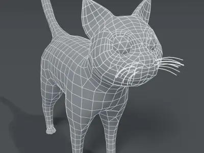 Cartoon Cat Base Mesh 3D Model Low-poly 3D model