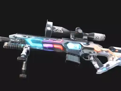 Cyberpunk Sci-Fi Sniper Rifle - Game Ready PBR Low-poly 3D model