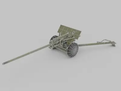  ZIS-2 57 mm anti-tank Low-poly 3D model