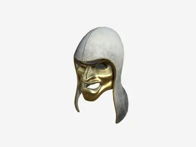 Assassin Mask A05 Gold White - Character Design Fashion Low-poly 3D model