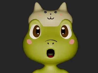 cute low poly 3d frog character Low-poly 3D model