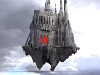 Cthulhu Horror Floating Cathedral 3D model