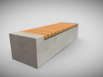 Outdoor Concrete Bench  Low-poly 3D model
