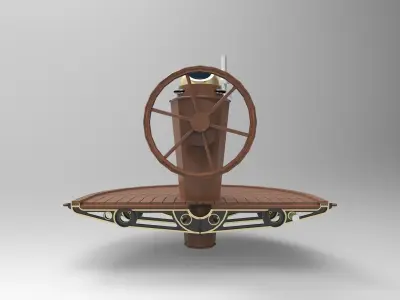 Steering and compass sailing ship 3D model
