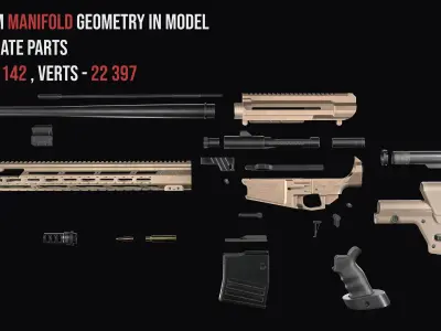 Modular Sniper Rifle MK 18 Mjolnir  Low-poly 3D model