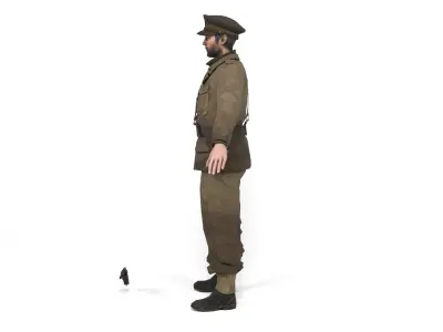 British allied officer Low-poly 3D model